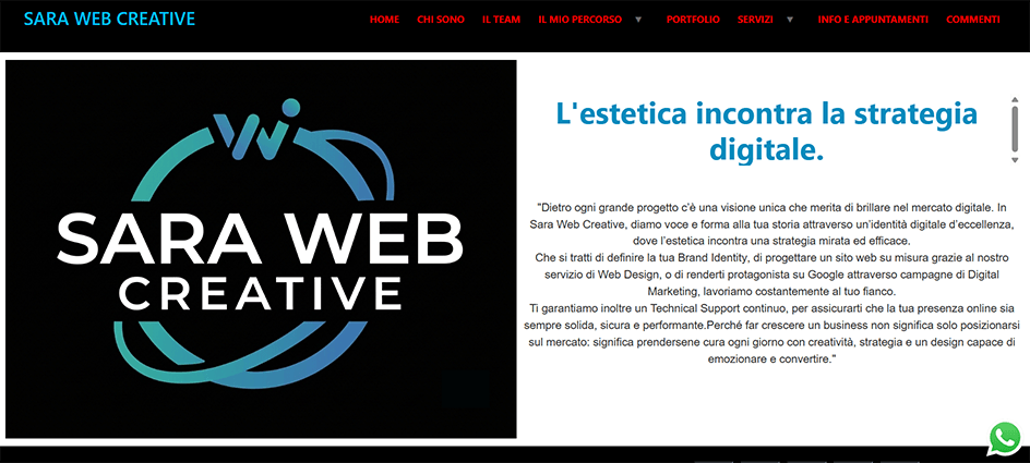 Anteprima layout home page Sara Web Creative - Agenzia di Web Design e Digital Marketing per Portfolio
