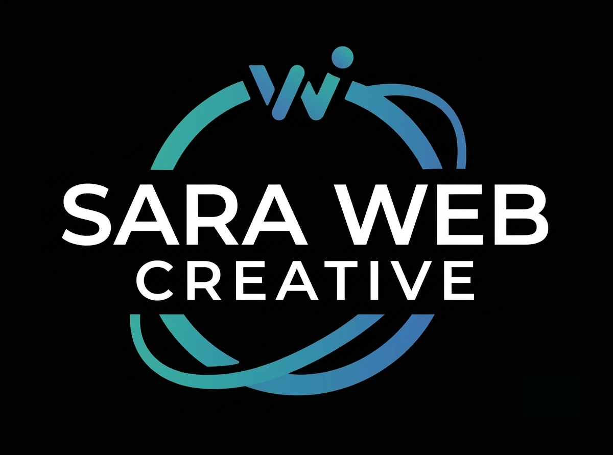Logo ottimizzato sfondo nero scritta bianca "Sara Web Creative - Agenzia di Web Design e Digital Marketing